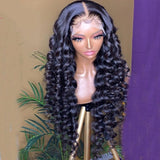 1b Unprocessed Human Hair Wigs Preplucked Black Loose Deep Wave Lace Front Wigs 13x4 Lace Frontal Wig Bleached Knots