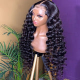 1b Unprocessed Human Hair Wigs Preplucked Black Loose Deep Wave Lace Front Wigs 13x4 Lace Frontal Wig Bleached Knots
