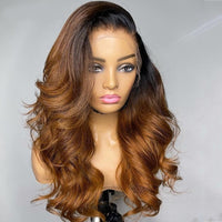 1B/27 Blonde highlight Colored Body Wave Peruvian Human Hair Wigs  Pre-Plucked With Baby Hair 1B/30 Brown 13x6 Lace Frontal Wig