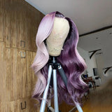 Purple Body Wave Lace Front Human Hair Wigs150Density HD Transparent Lace Frontal Wig Remy Brazilian Hair Pre Plucked