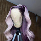 Purple Body Wave Lace Front Human Hair Wigs150Density HD Transparent Lace Frontal Wig Remy Brazilian Hair Pre Plucked