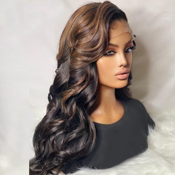 5.5x4.5 PU Silk Base Closure Wig With Highlight Brazilian Remy Human Hair Wigs Side Part 180 Density Wave Lace Wigs