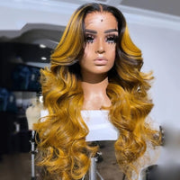 5x5 Lace Closure Wig 10A Body Wave Orange Brown Ombre Colored Lace Front Wigs PrePlucked 13x6 Lace Frontal Human Hair Wig