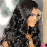 Black With Brown Highlight Wig HD Transparent Lace Wig Body Wave Pre Plucked Ombre Color 13x4 Lace Front Human Hair Wig Remy