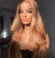 Blonde Brown Body Wave Lace Front Wig 13x4 Lace Frontal Wigs Highlight Blonde Brazilian Remy Human Hair Wigs  PrePluck