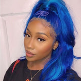 Blue Lace Front Wigs Body Wave Wig Pre-Plucked Remy Hair Human Hair Wigs with Baby Hair