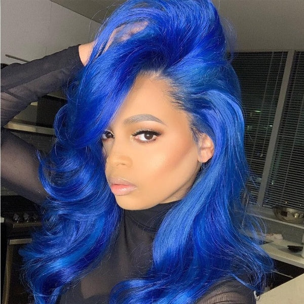 Blue Lace Front Wigs Body Wave Wig Pre-Plucked Remy Hair Human Hair Wigs with Baby Hair