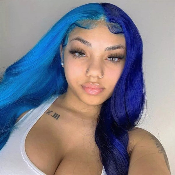 Blue Human Hair Wig Blonde 613 13x4 Transparent Lace Frontal Wig Colored Human Hair Wigs Pre Plucked Hairline