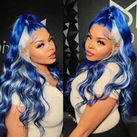 Blue With 613 Straight/Body Wave Hair Pre-Plucked 5x5 Lace Closure Wigs Transparent Lace Frontal Human Hair Wigs