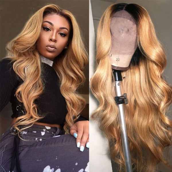 Body Wave Wig highlight Colored 13x6 Lace Front Wig Deep Part Hd Lace Frontal Wig Brazilian Brown Honey Blonde Lace Front Human Hair Wigs