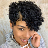 Curly Lace Front Human Hair Wigs Colored Brazilian Short Kinky Bob Human Wig Pixie Cut Curl Lace Part Wig