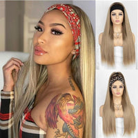 Silky Straight Golden headband synthetic Natural brown/Golden