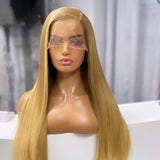 Long Straight Honey Blonde Red Grey Color Synthetic Hair Glueless Transparent 13X4 Lace Front Wigs  Preplucked