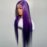 Straight 30Inch 613 Honey Blonde Green Red Purple Color Synthetic Heat Resistant Fiber 13X4 Lace Frontal Wigs Prepluck