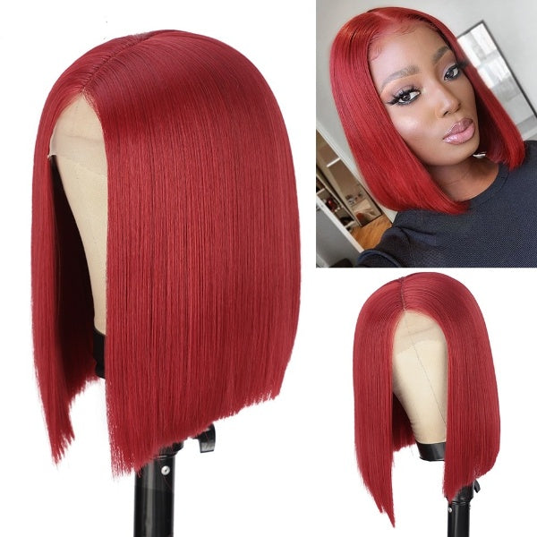 Short Lace Front Wigs Straight Synthetic 12 inch
