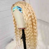 613 Water Wave Headband Wig Human Hair Wigs Blonde Headband Wig Curly Water Wave Human Hair Brazilian Scarf Wigs