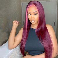 Purple Pink highlight Lace Front Human Hair Wigs 13x4 Straight Lace Frontal Wig Colored 4x4 Closure Wig Brazilian Remy Hair Wig