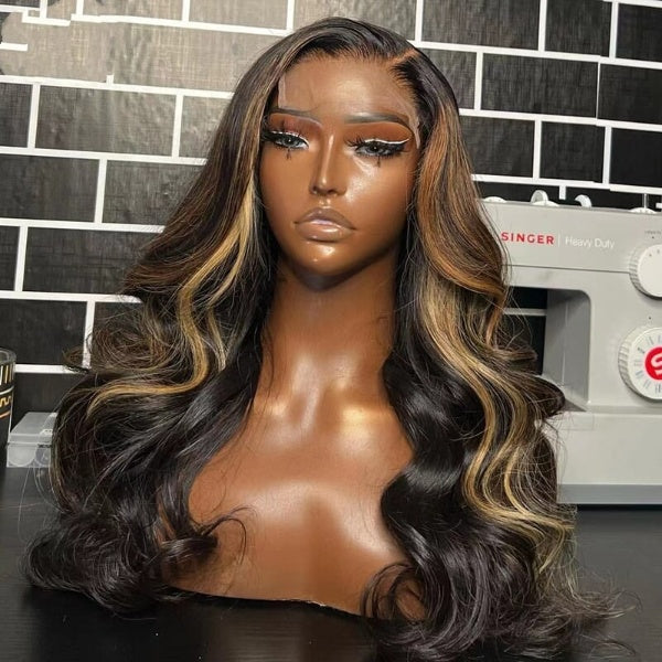 6X6 Closure Wig Highlights Colored 13X4 Transparent Lace Frontal Wig Remy Brazilian Body Wave Human Hair Wig