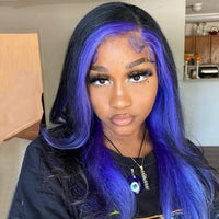 Hd Lace Frontal Wig Body Wave Human Hair Wig 13x4 Lace Front Wig Highlights Pink Blue Colored Hair Wigs 5x5 Lace Closure