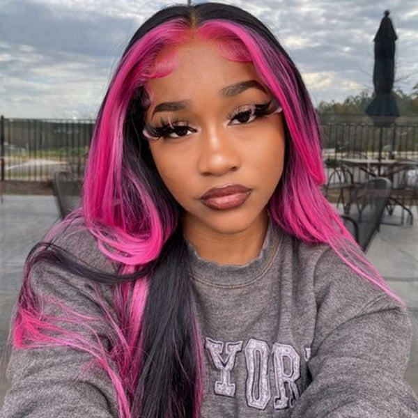 Hd Lace Frontal Wig Body Wave Human Hair Wig 13x4 Lace Front Wig Highlights Pink Blue Colored Hair Wigs 5x5 Lace Closure