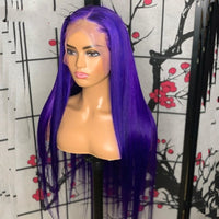 Purple Color 13x4 Lace Frontal Wigs Pre-Plucked Brazilian Straight Human Hair Wigs 180% Density Remy Lace Wigs