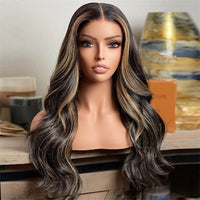 Blonde Highlight Wig 13x4 HD Transparent Lace Front Wig Body Wave Wig Colored Human Remy Hair Wigs