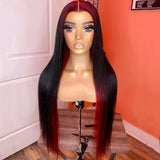 HD 13x6 Lace Frontal Wig Preplucked Brazilian Human Hair Wigs Straight Ombre Red Lace Wig 4x4 Lace Closure Wig