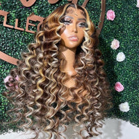 Highlight Brown Blonde Loose Wave Human Hair Wigs 13x4 Lace Front Wig Transparent 5x5 Deep Curly Closure Wig Prepluck