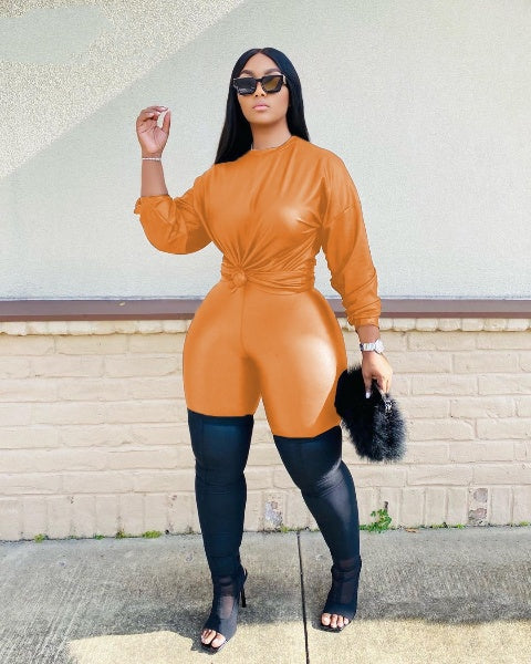 Faux Leather PU Women Set Long Sleeve Tops and Pants Suit Tracksuit Two Piece Set