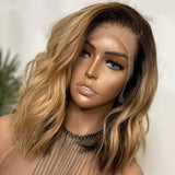 Ombre Blonde #1b/27 Human Hair Wigs Short Bob Wig For Women Brazilian Body Wave 13x4 Lace Front Wig 5x5 Silk Top Closure Wigs