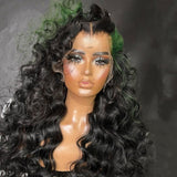 Highlights Green Deep Wave 13x6 Lace Frontal Wigs Transparent Lace Front Wigs Pre-Plucked 180% Density Human Hair Wig