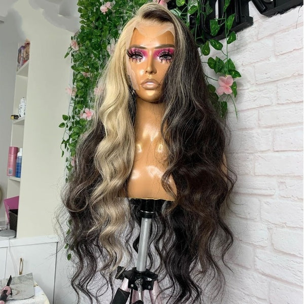 Ombre Body Wave Lace Front Wig Platinum Lace Front Human Hair Wigs For Women 613 Colored HD Lace Frontal Wig Loose Deep Wave Wig