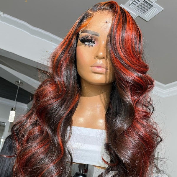 Ginger Wig Highlight 150% density Ombre Color 30 Inch Wigs Body Wave 13x6 Transparent Lace Frontal Wig Human Hair Brazilian Hair