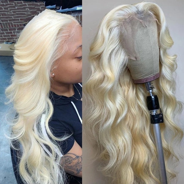 8 - 34 inch 613 Honey Blonde Color Lace Front Human Hair Wig Remy Brazilian Body Wave Hair 1B 613 Ombre Lace Wig