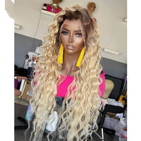 Ombre Brown Blonde Platinum Lace Front Human Hair Wigs 613 Honey Blonde Wig Long Wavy 13x6 Lace Front Wig