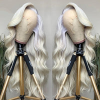 Platinum Blonde Lace Front Wig Human Hair Straight Brazilian Remy Hair HD Transparent Lace Wigs 180 DENSITY