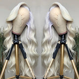 Platinum Blonde Lace Front Wig Human Hair Straight Brazilian Remy Hair HD Transparent Lace Wigs 180 DENSITY
