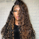 Highlight Wig HD Transparent Lace Front Wig 150% density Curly Wig Colored Human Remy Hair Wigs