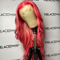 Highlight Pink Body Wave 13x4 HD Lace Frontal Human Hair Wigs Straight Lace Front Wig Wavy 613 Blonde Colored Full Women 13x5