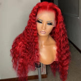 Hot Red Lace Frontal Wig Curly Human Hair Wigs 99J Deep Wave 13x4 Transparent Lace Wig T PART Lace Front Human Hair Pre plucked