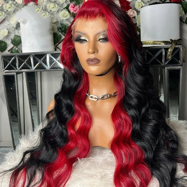 30 Inches HD 13x4 Lace Front Human Hair Wig Brazilian Remy Wigs Body Wave Lace Frontal Wig highlight Colored Red