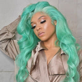 613 Lace Frontal Wig Green Colored Human Hair Wigs Transparent Lace Body Wave Wig Natural Hair Brazilian Human Hair Wig Sale
