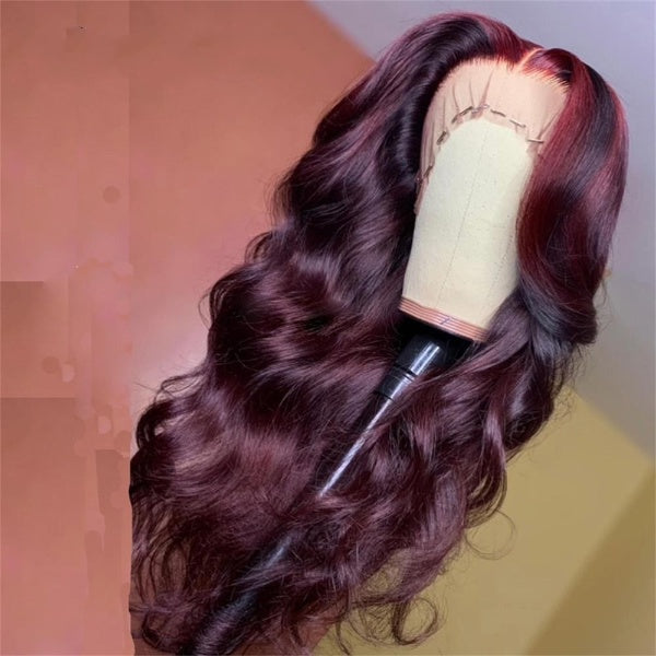 99 j Burgundy Red Body Wave 13×4 Lace Human Hair Wigs Colored Brazilian Wavy Loose Deep Part For Women Human Hair