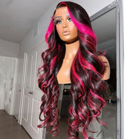HD Lace Frontal Wig Body Wave Lace Front Wig Highlights Pink Wigs Human Hair Malaysia Frontal Wigs Human Hair