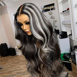 Highlight Grey Body Wave Lace Front Closure Human Hair wig