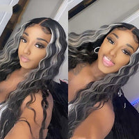 Highlight Grey Body Wave Lace Front Closure Human Hair wig