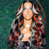 Highlights Orange Blonde Body Wave Wig 13x4 Lace Frontal Human Hair Wigs Transparent PrePlucked 5X5 Lace Closure Wig