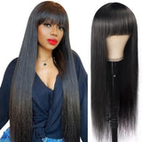 Highlight Wig Human Hair Wigs With Bangs Bone Straight Human Hair Wig Full Machine Wigs Ginger Orange 250Density Lace Wig