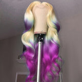 Ombre Colored highlight Human Hair Wigs