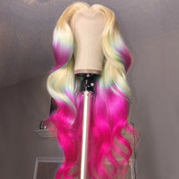 Ombre Colored highlight Human Hair Wigs